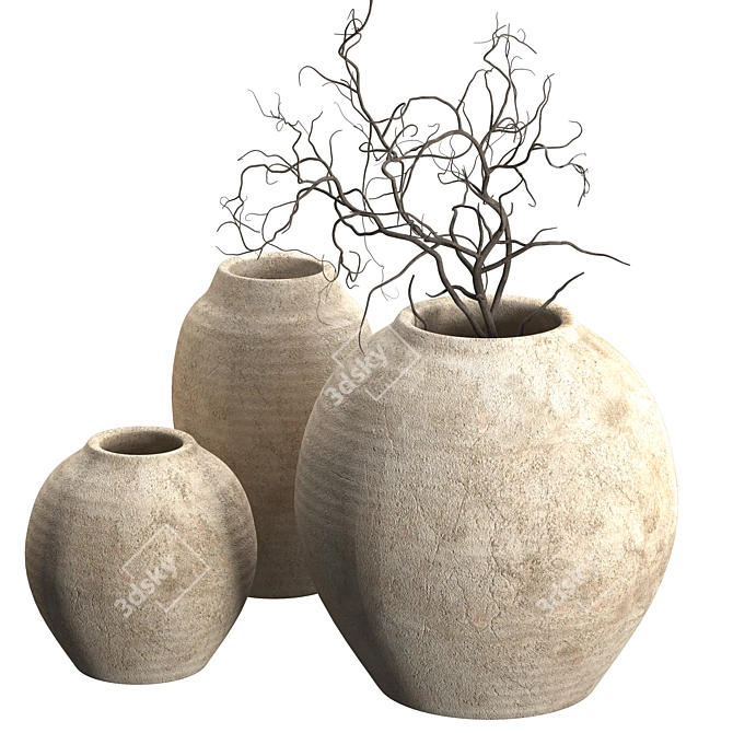 Embossed Ceramic Vases by Zara Home 3D model image 5