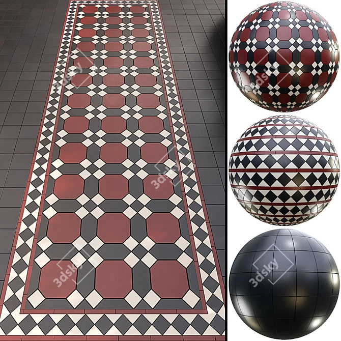 Victorian Seamless PBR Floor Materials 3D model image 1