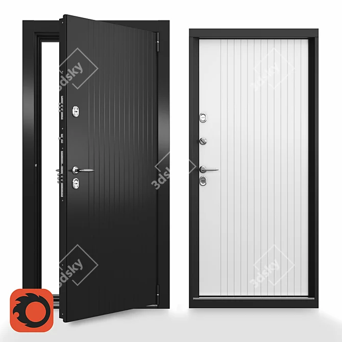 Elite Outdoor Door with Double Thermal Breaks 3D model image 1