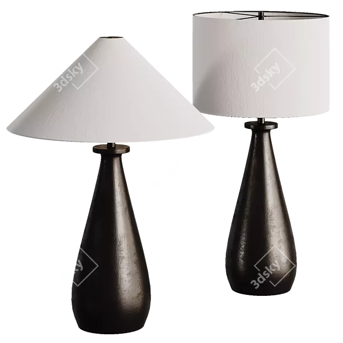 Modern Black Table Lamp Set 3D model image 1