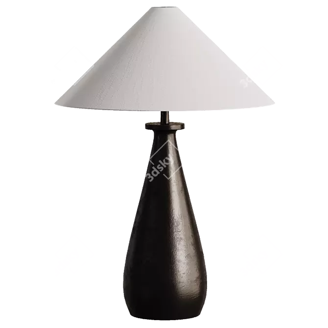 Modern Black Table Lamp Set 3D model image 2