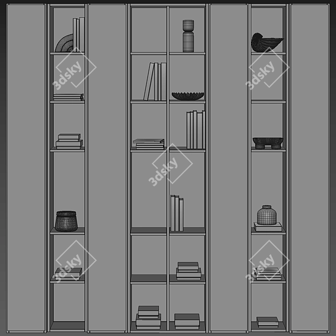 Modern Bookcase Furniture 3D Model 3D model image 6