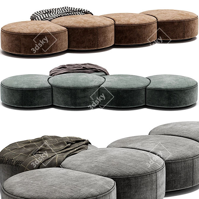 Elegant Fabric Sofa Bench Mussi 3D model image 1