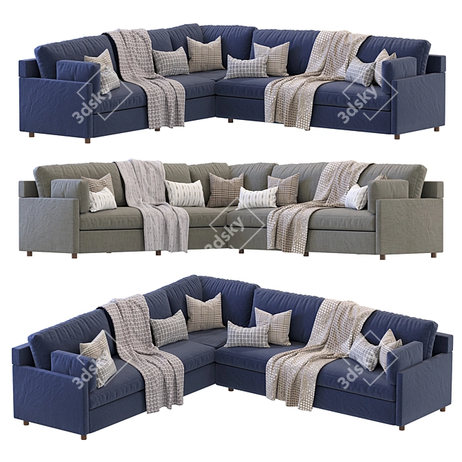 Modern L Shaped Sectional Sofa 3D model image 1