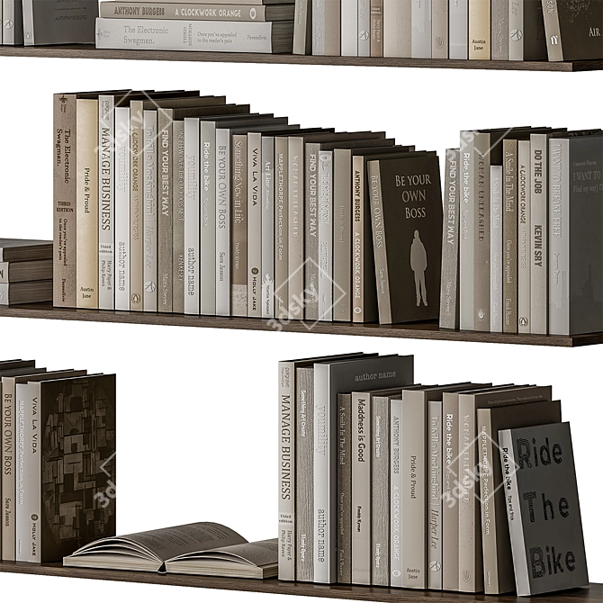 Sleek Minimalist Book Set 3D model image 4