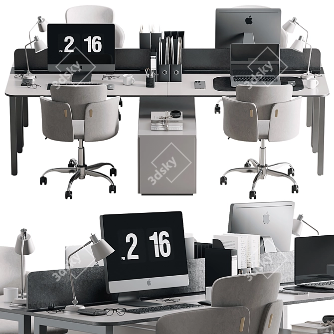 Modern Employee Office Furniture Set 3D model image 3