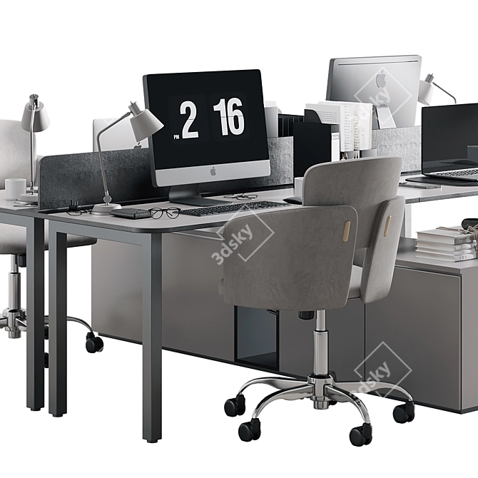 Modern Employee Office Furniture Set 3D model image 4