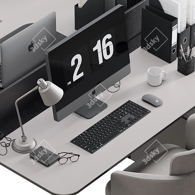 Modern Employee Office Furniture Set 3D model image 6