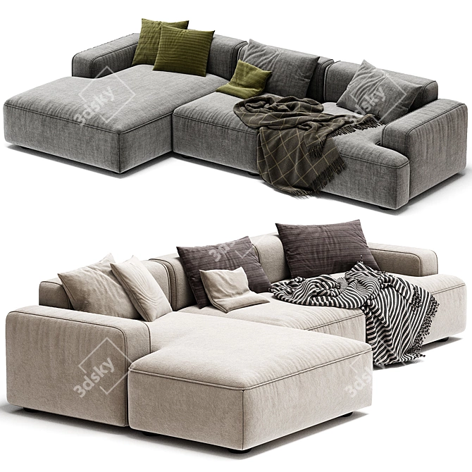 Contemporary 4-Seater Sectional Sofa 3D model image 4