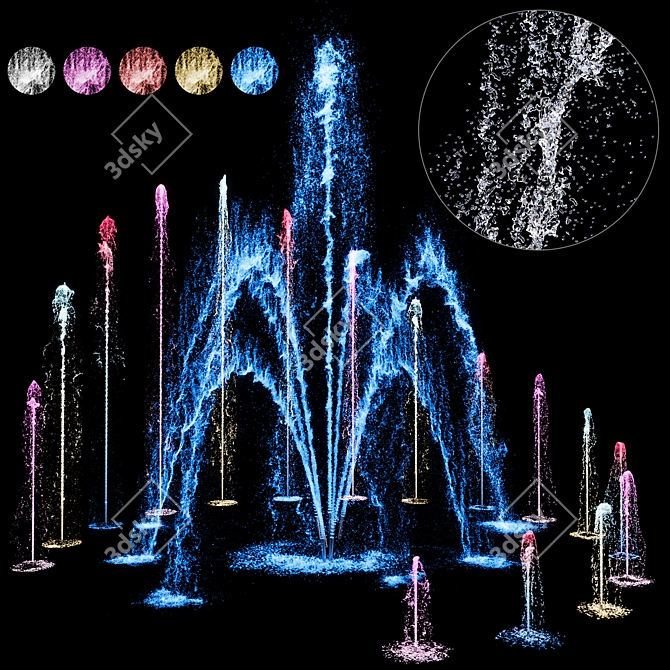 Day-Night Dancing Fountains Ensemble 3D model image 1