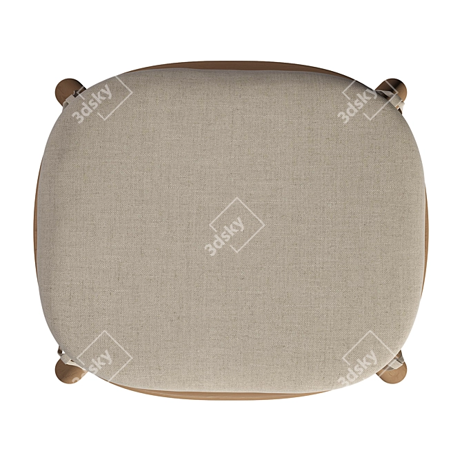 Oak Linen Counter Stool Aesthetic 3D model image 5