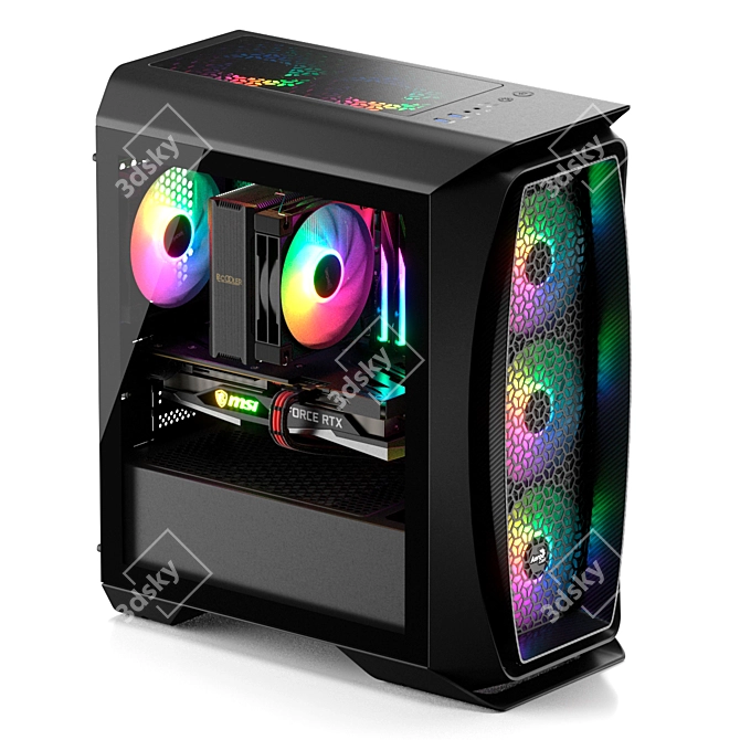 Mini Gaming PC with Corona Lighting 3D model image 3