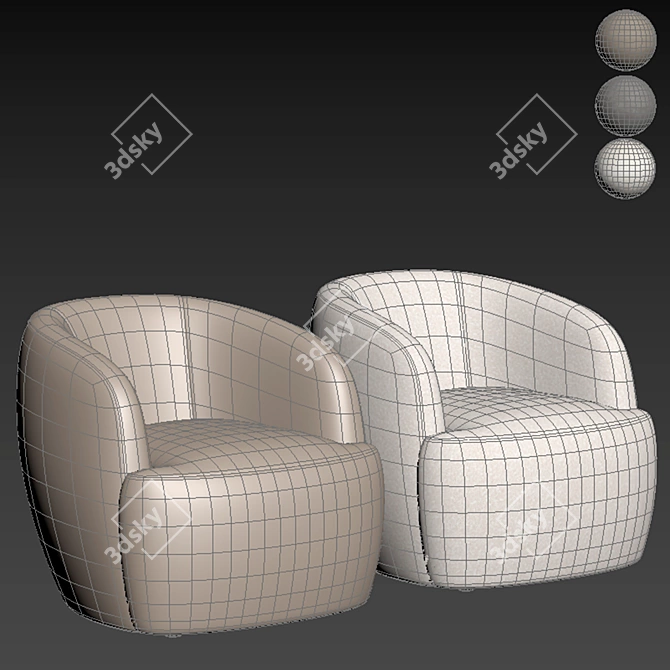 Goop Ivory Boucle Accent Chair 3D model image 6