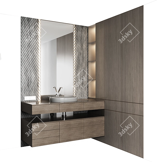 Modern Design Mirror03 Wall Decor 3D model image 2