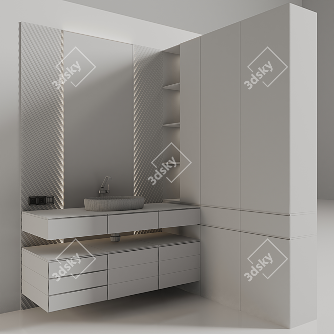 Modern Design Mirror03 Wall Decor 3D model image 3