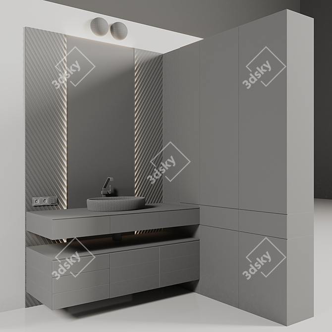 Modern Design Mirror03 Wall Decor 3D model image 4