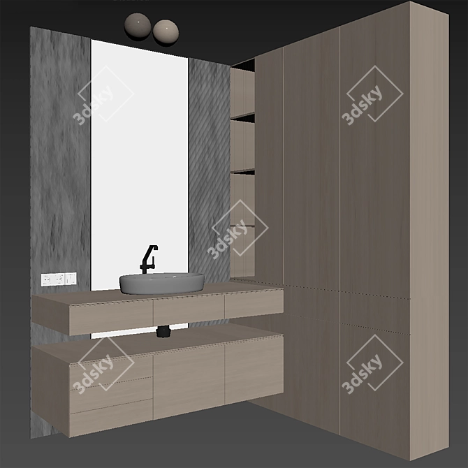 Modern Design Mirror03 Wall Decor 3D model image 5