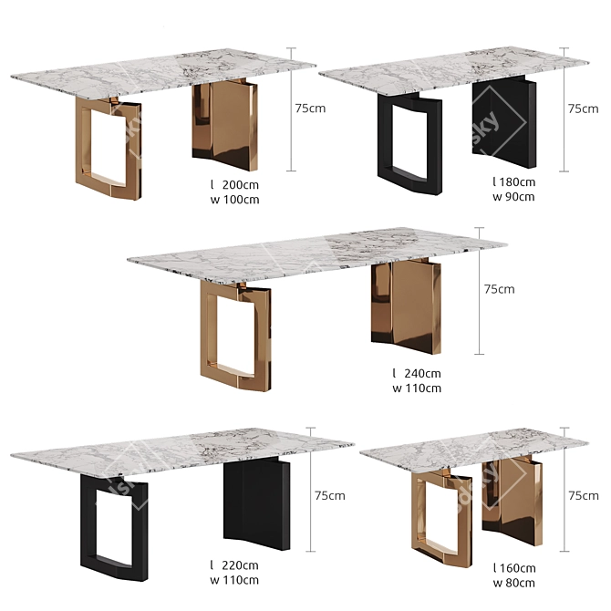 Marble Dining Table ALGORITMO-4012 3D model image 2