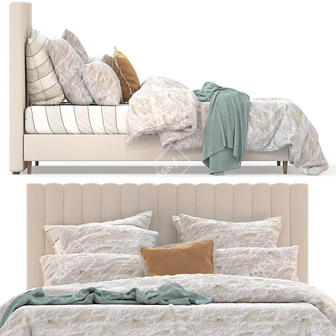 Luxury Natural Bedding Set 3D model image 3