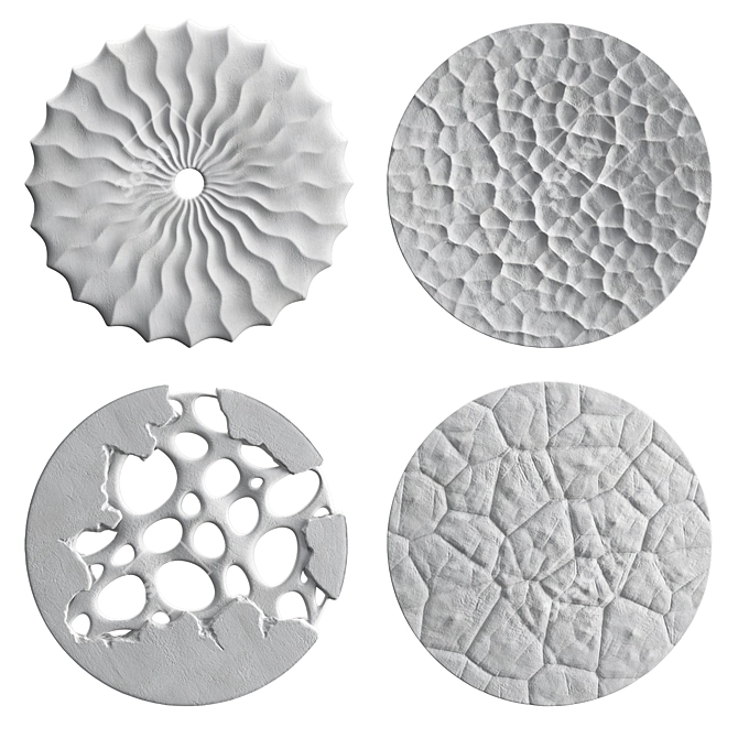 Circular Relief Panel Set 4 3D model image 3