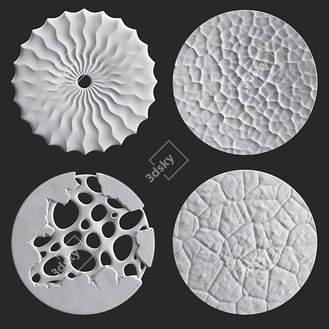 Circular Relief Panel Set 4 3D model image 4