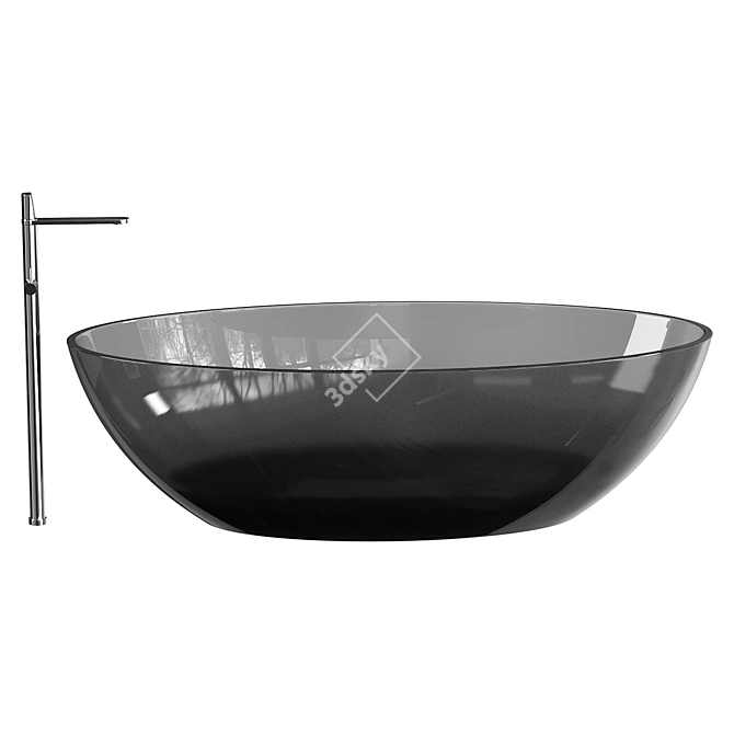 Luxury Black Acrylic Bathtub 3D model image 1