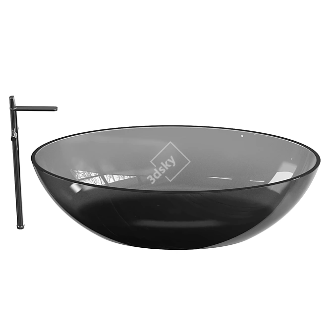 Luxury Black Acrylic Bathtub 3D model image 2