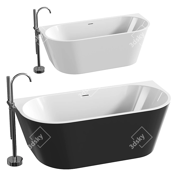 Modern Acrylic Abber Bath 170x80 3D model image 1