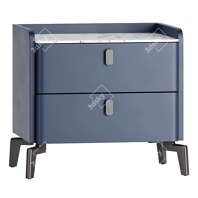 Modern Blue Marble Bedroom Nightstand 3D model image 1