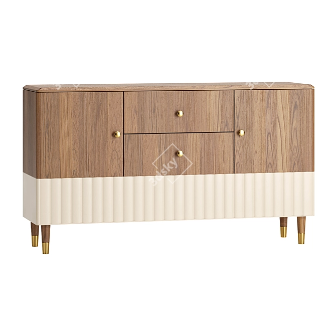 Modern Walnut Sideboard Furniture 3D model image 2