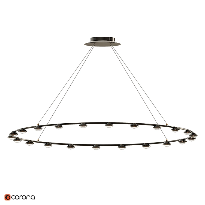 Optical Lens LED Ring Chandelier 3D model image 3
