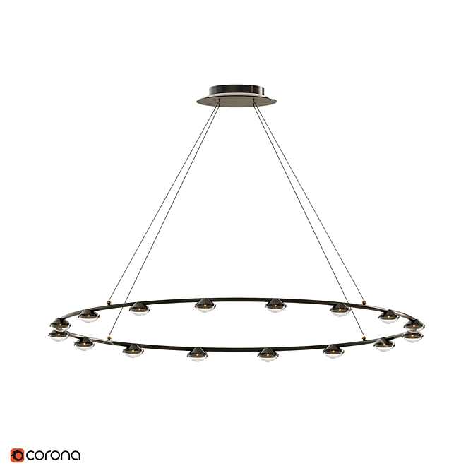 Optical Lens LED Ring Chandelier 3D model image 4