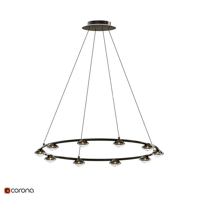 Optical Lens LED Ring Chandelier 3D model image 5