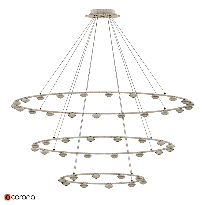 Optical Lens LED Ring Chandelier 3D model image 6