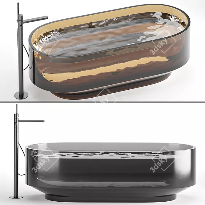  Modern Glass Bathtub 3D Model 3D model image 2