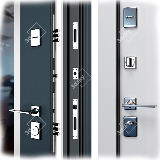 Modern Metal Entry Door Bundle 3D model image 2