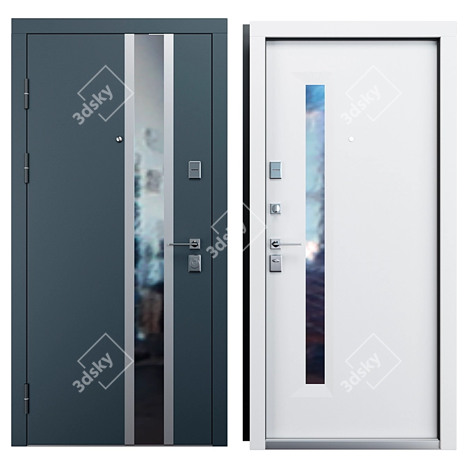 Modern Metal Entry Door Bundle 3D model image 3