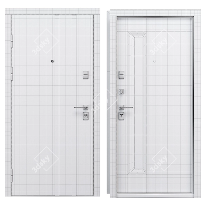 Modern Metal Entry Door Bundle 3D model image 4