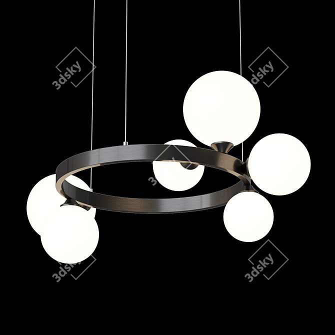 Asymmetric Glass Ring Chandelier 3D model image 2