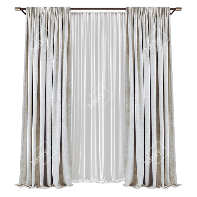 Modern Curtains Set, High Quality 3D model image 3