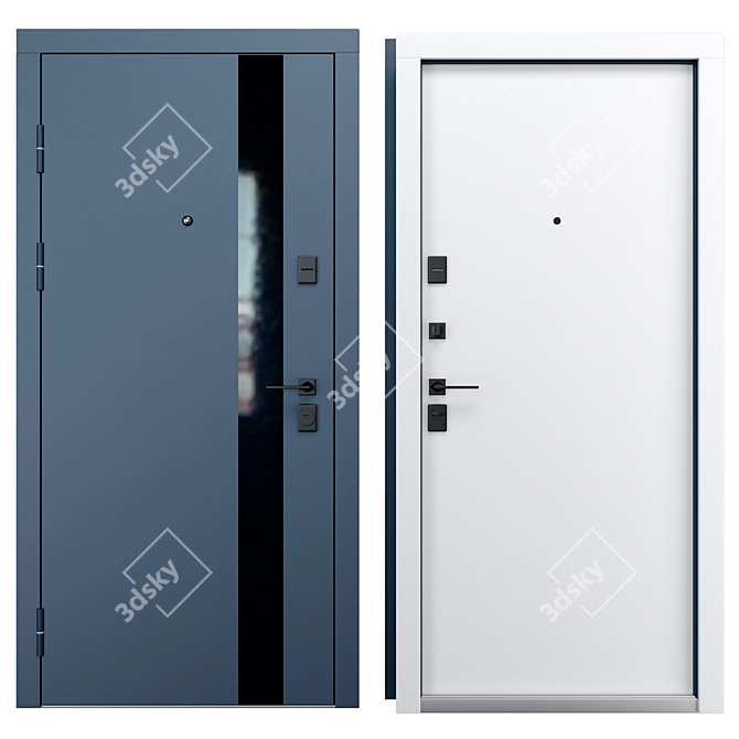 Elegant Street Metal Entrance Door 3D model image 3