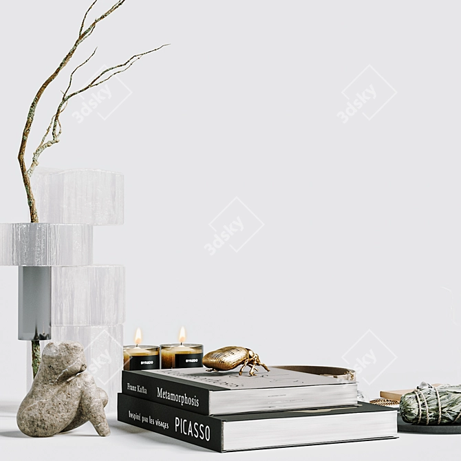 White Sage Decor Set 3D model image 5