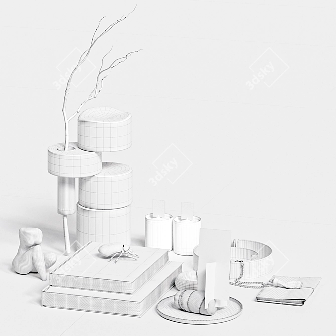 White Sage Decor Set 3D model image 6