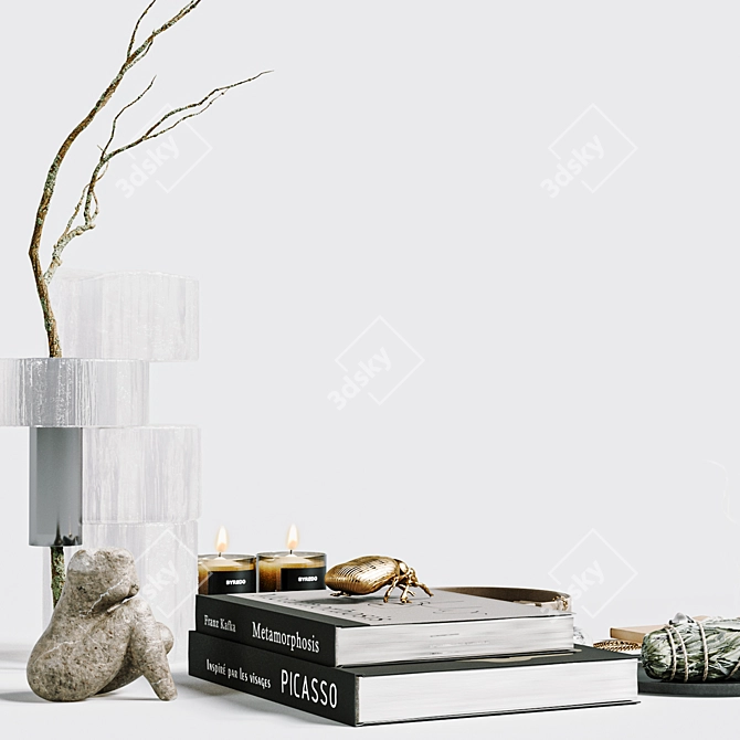 White Sage Decor Set 3D model image 16