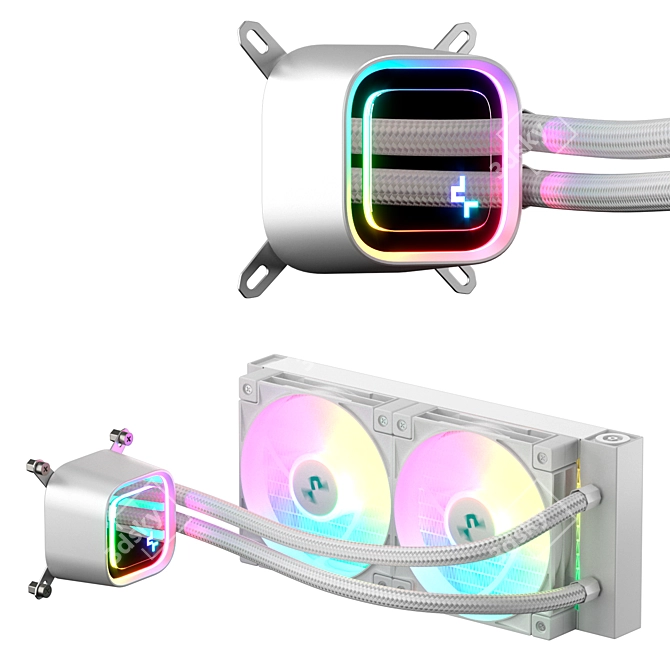 Liquid Cooling System with RGB Lighting 3D model image 2