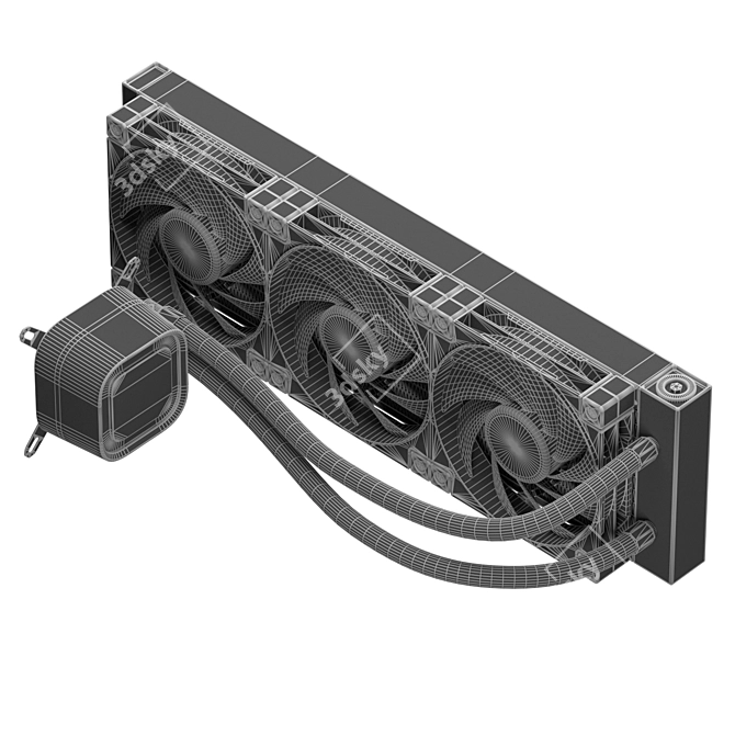 Liquid Cooling System with RGB Lighting 3D model image 7