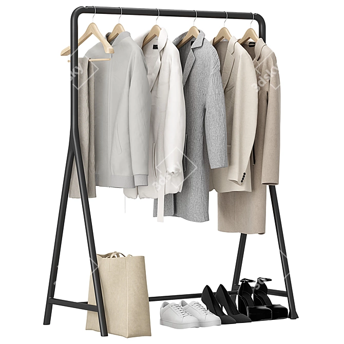 Luxury Outerwear Rack Set 01 3D model image 1