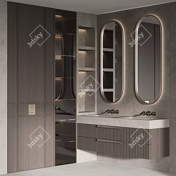 Modern Bathroom Furniture Set 3D model image 3