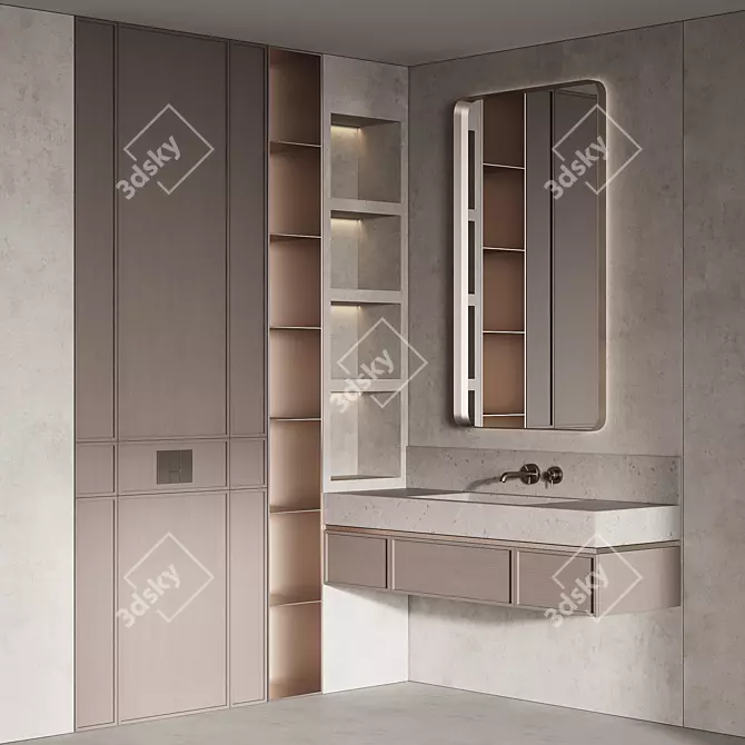 Modern Bathroom Furniture Set 3D model image 4