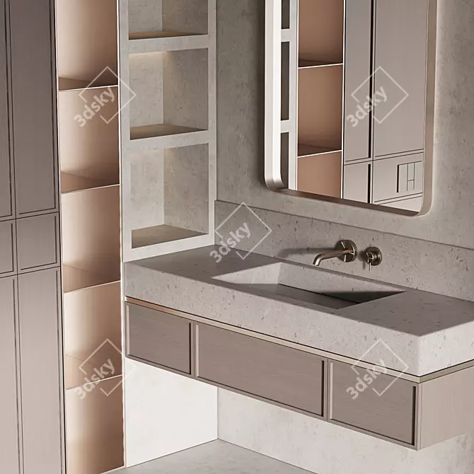 Modern Bathroom Furniture Set 3D model image 6